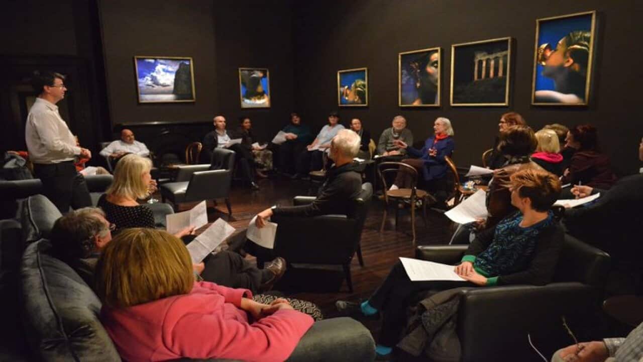 Dr. Gribbin teaching at the Hellenic Museum