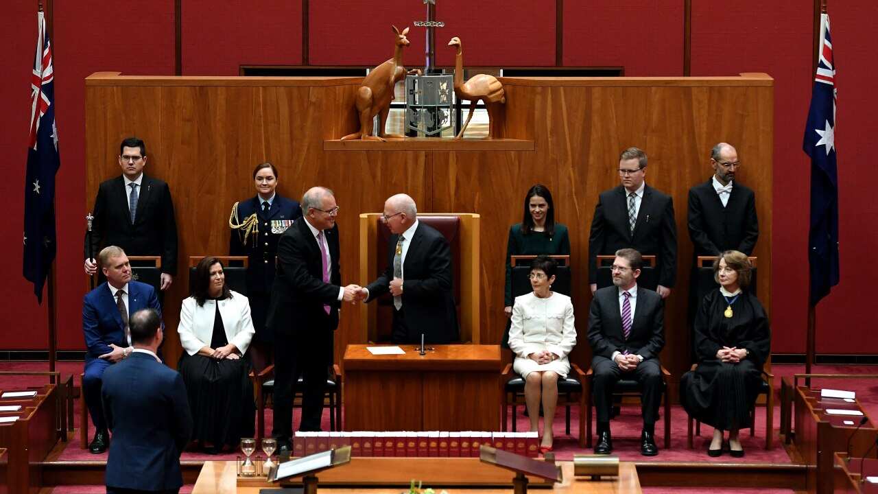 All 151 parliamentarians were in place to witness the swearing in of the new Governor-General David Hurley.