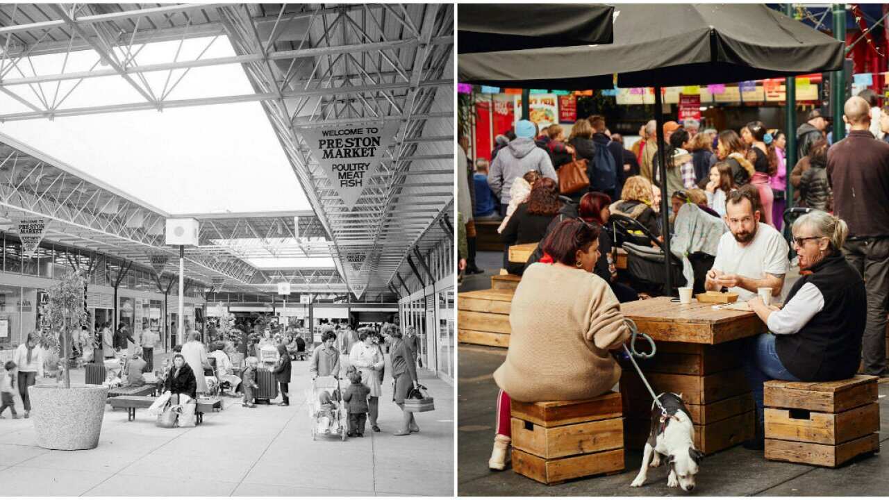Preston Market past and present photo.