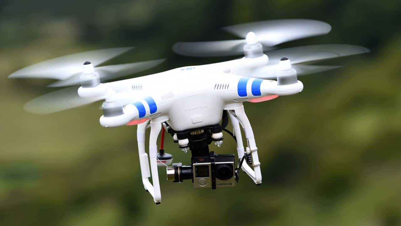 A Phantom 2 drone in flight