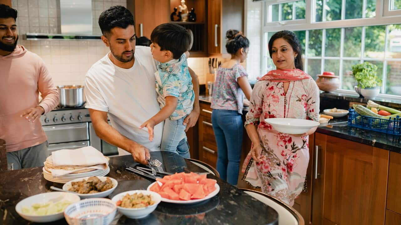 Family preparing dinner