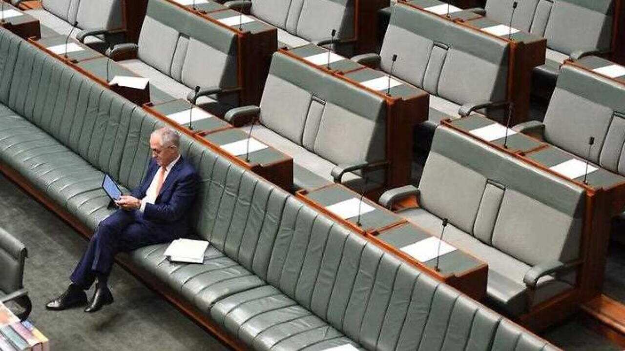Australian Prime Minister Malcolm Turnbull during a debate on the Budget Savings (Omnibus) Bill in the House of Representatives at Parliament House (AAP)