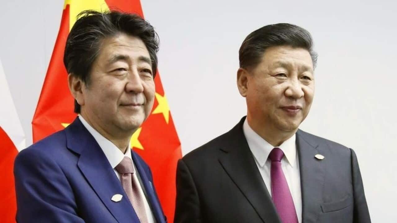 Japanese PM Shinzo Abe and China President Xi Jin Ping