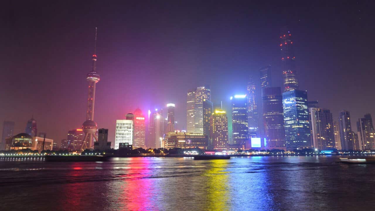 Shanghai Lujiazui financial district at night. On Saturday, 28 October 2017, in Shanghai, China.