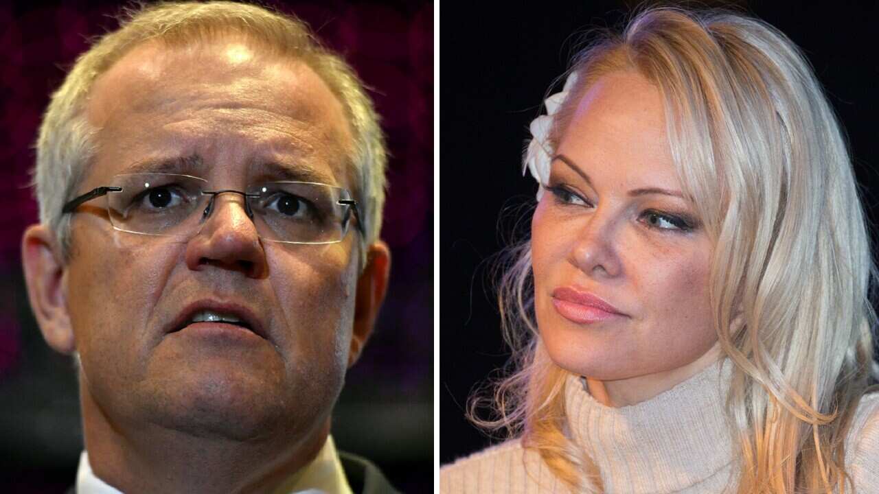 Scott Morrison and Pamela Anderson.