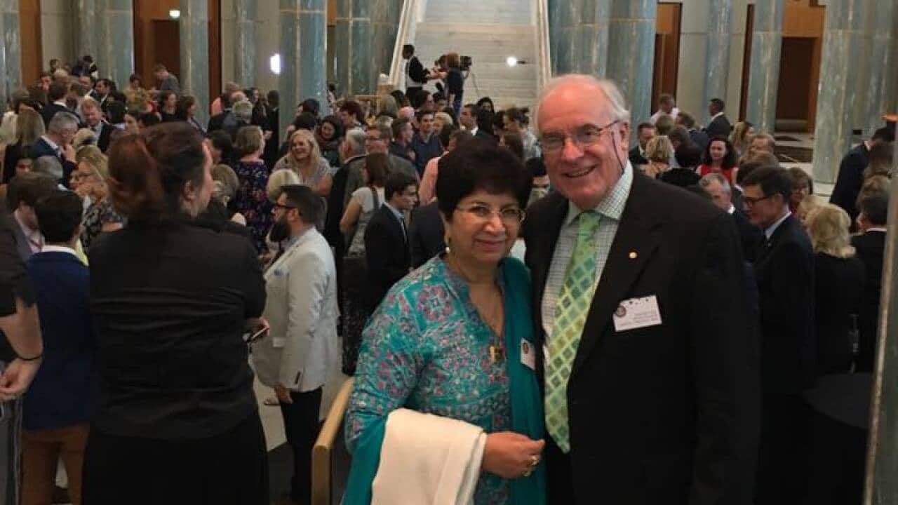 Samina Yasmeen with her husband Professor James Trevelyan