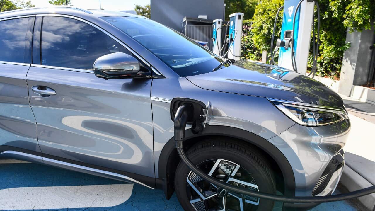 An electric car charging station