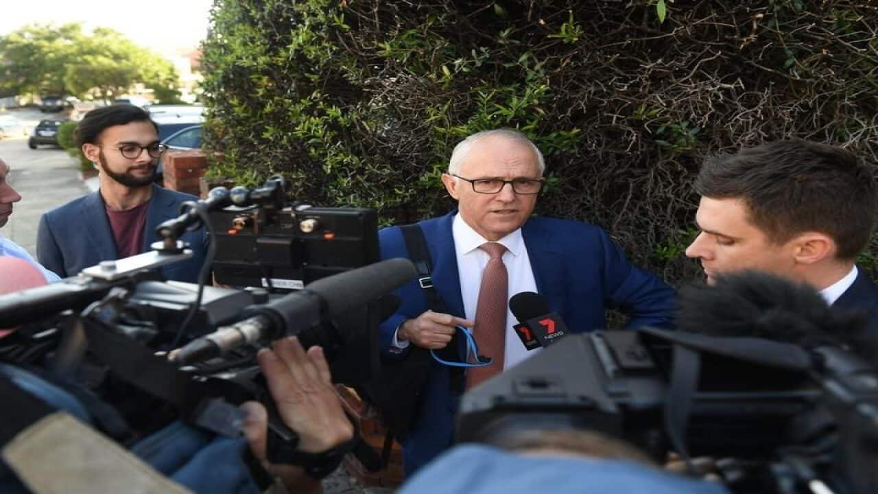 Former prime minister Malcolm Turnbull speaks to the media
