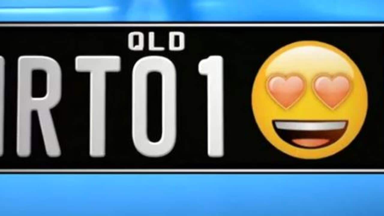 Queensland number plate with emoji