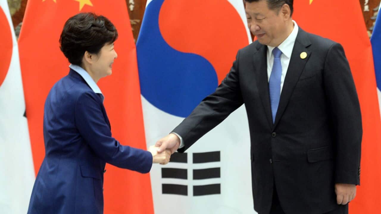South Korean President Park Geun-hye and Chinese President Xi Jinping
