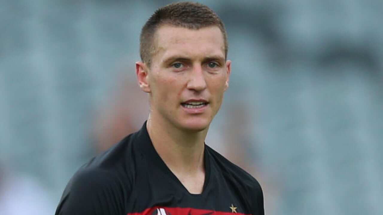 Mitch Duke reacts during a Wanderers match