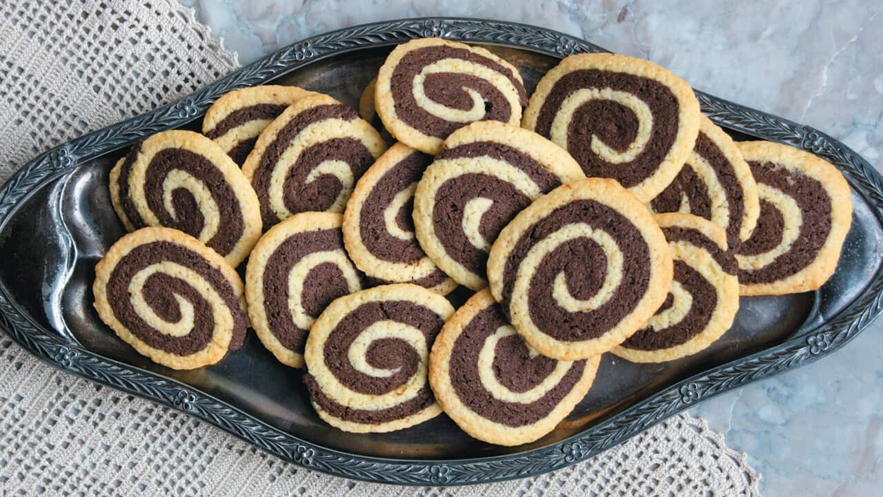 Spiral biscotti with citrus fruits