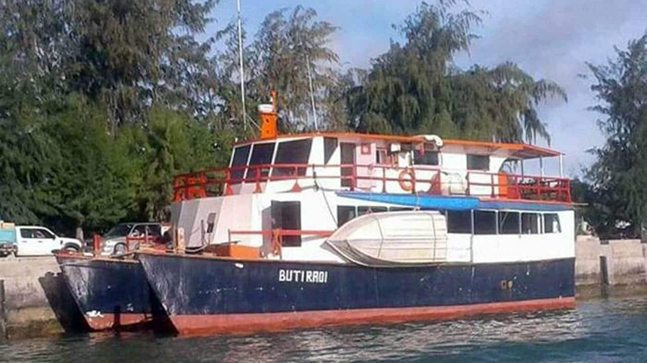 The Kiribati government has suspended aerial searches for survivors of the ferry MV Butiraoi, pictured.