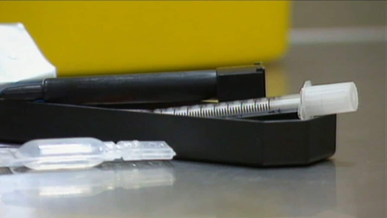 Used needle at a safe injecting room