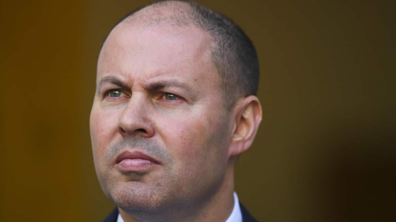 Australian Treasurer Josh Frydenberg speaks to the media during a press conference at Parliament House in Canberra, Thursday, March 12, 2020. (AAP Image/Lukas Coch) NO ARCHIVING