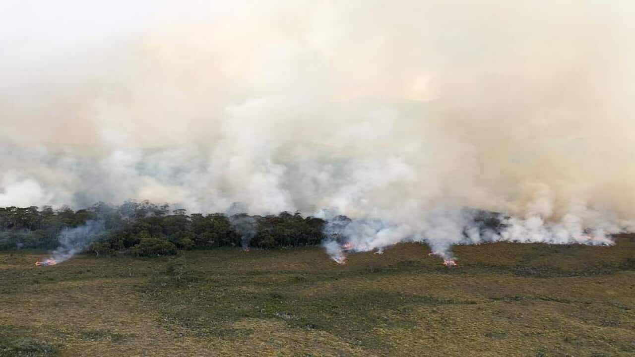 A file image of the Gell River bushfire in Tasmania's southwest