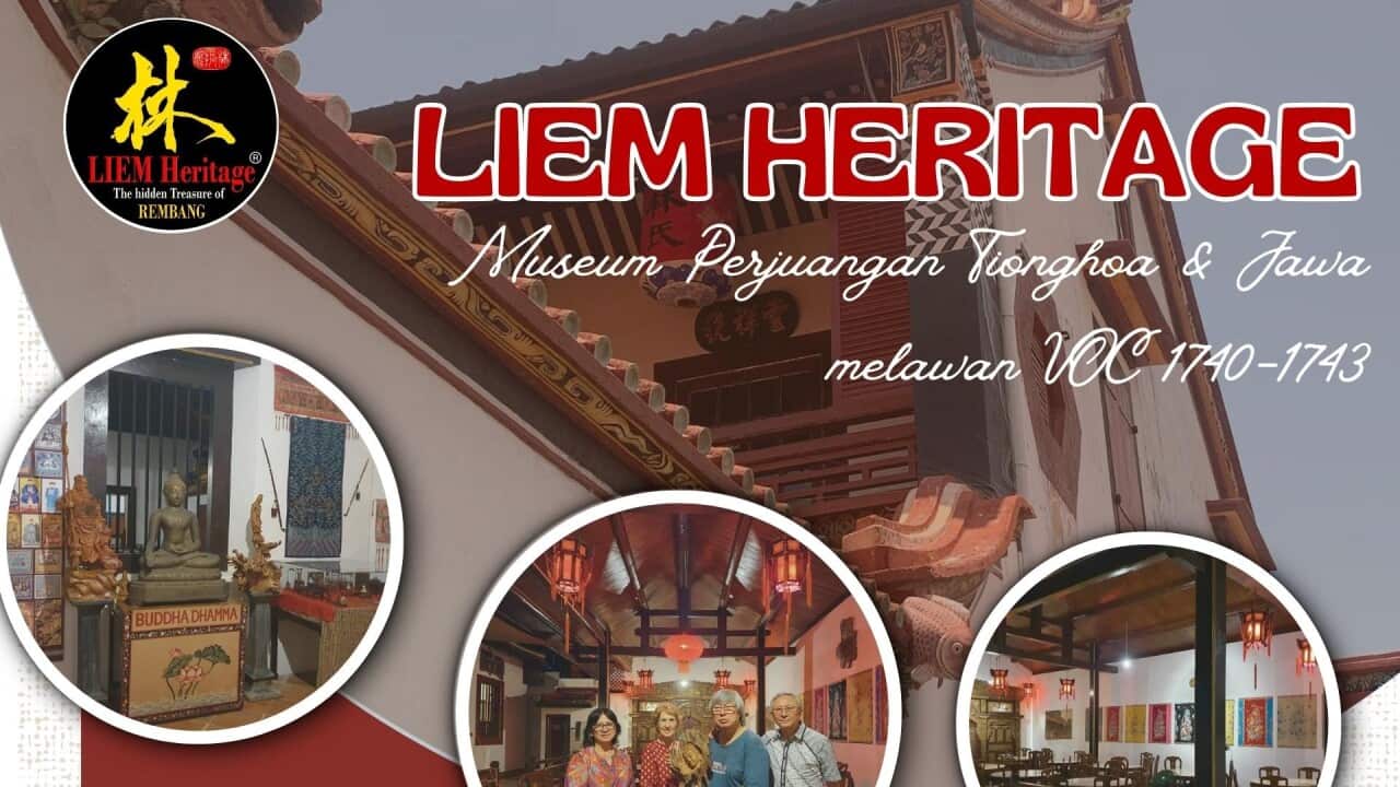 Official flyer of Liem Heritage Museum in Rembang was declared open to public in November 11, 2023. Second from the right in the middle circle is Udaya Halim. Photo curtesy: Udaya Halim.