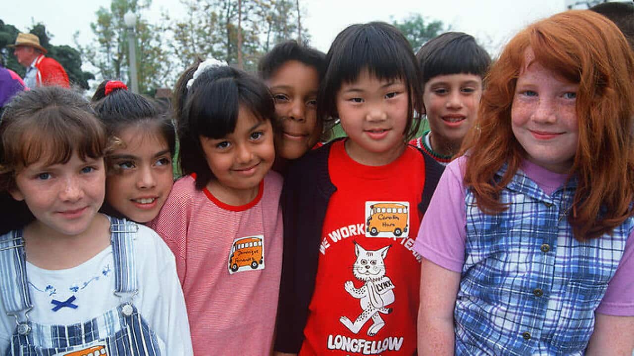 Multi-cultural group of schoolgirls, Los Angeles