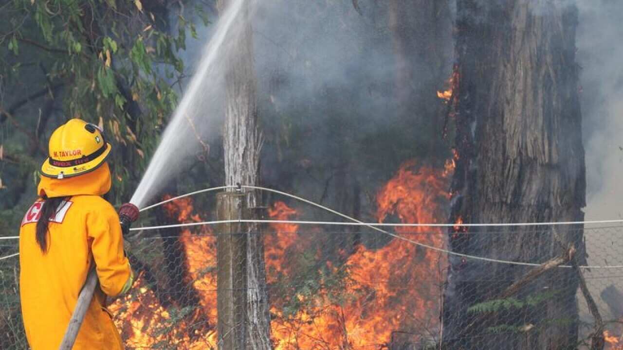 Firefighters battle a bushfire east of Melbourne