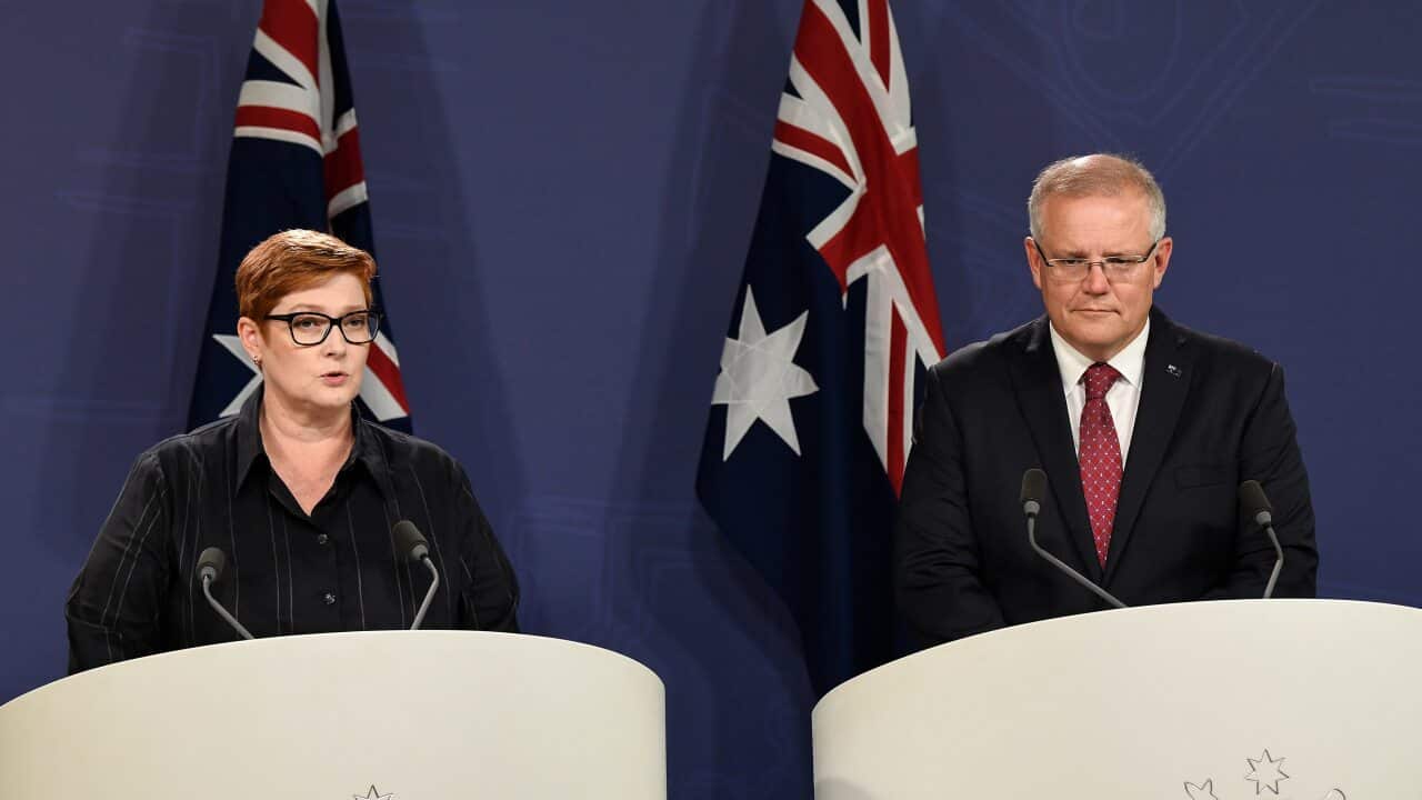 Minister for Foreign Affairs Marise Payne (left) and Prime Minister Scott Morrison.