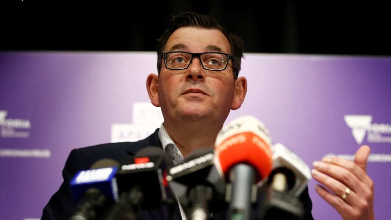 Victorian Premier Daniel Andrews speaks to the media during a press conference in Melbourne.