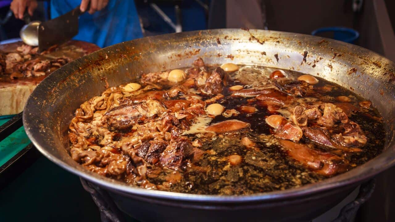 Khao kha moo at a street stall in Thailand