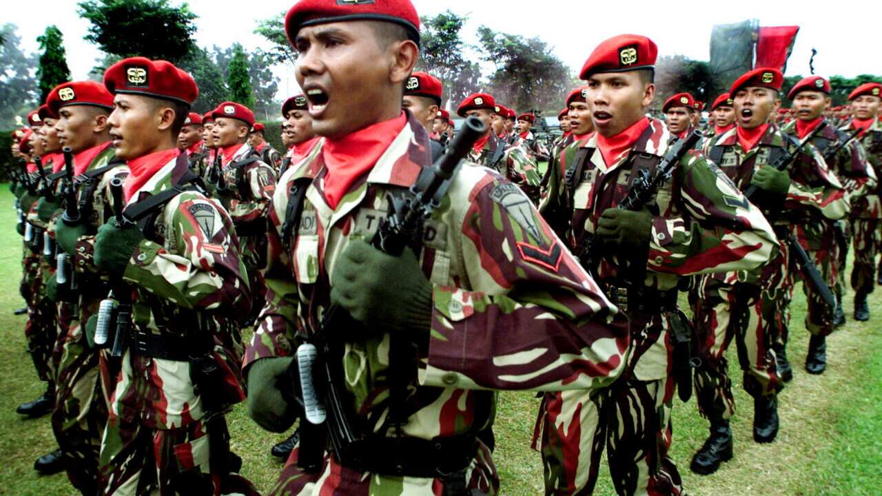 Soldiers of Indonesian Army's Special Forces Command (KOPASSUS)