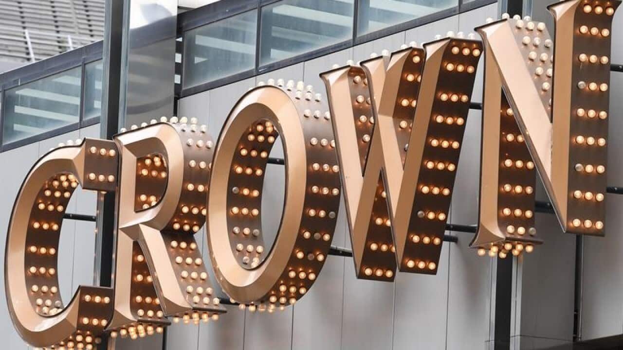 A Crown Casino sign.