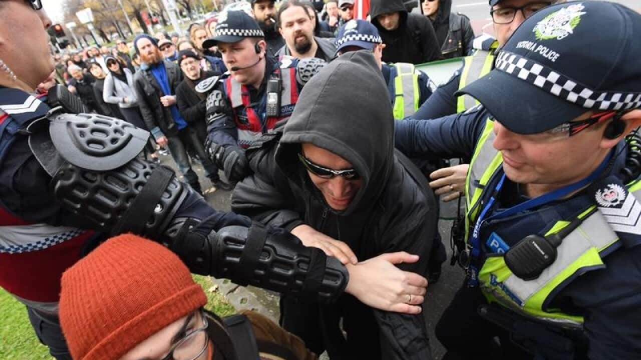 Left wing protesters clash with police