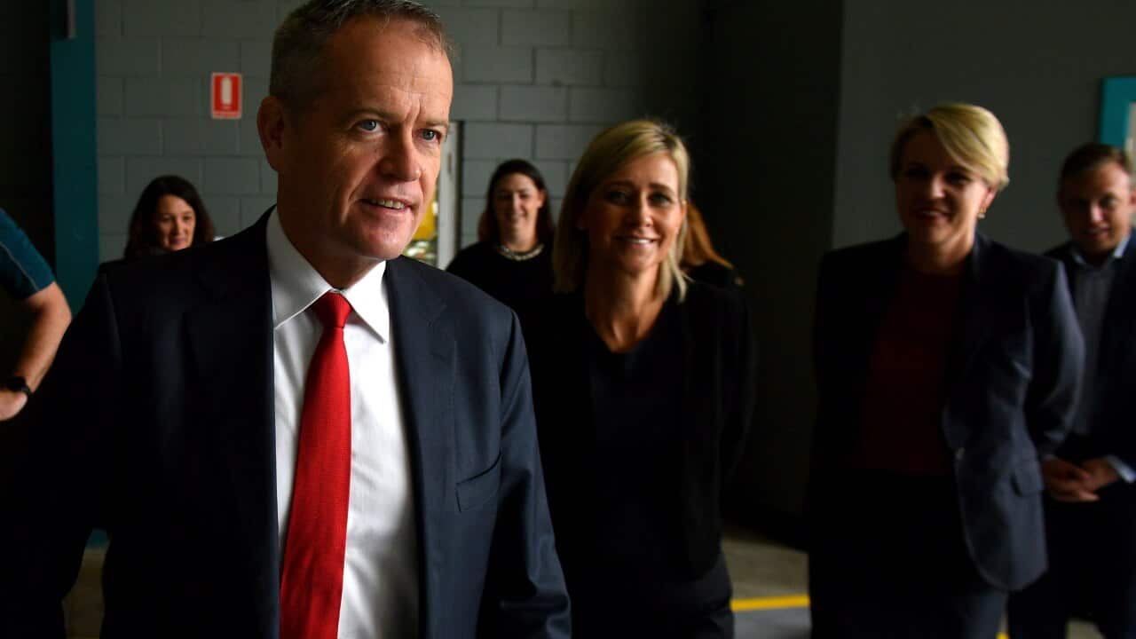 Leader of the Opposition Bill Shorten, Labor candidate for Longman Susan Lamb and Deputy Leader of the Opposition Tanya Plibersek