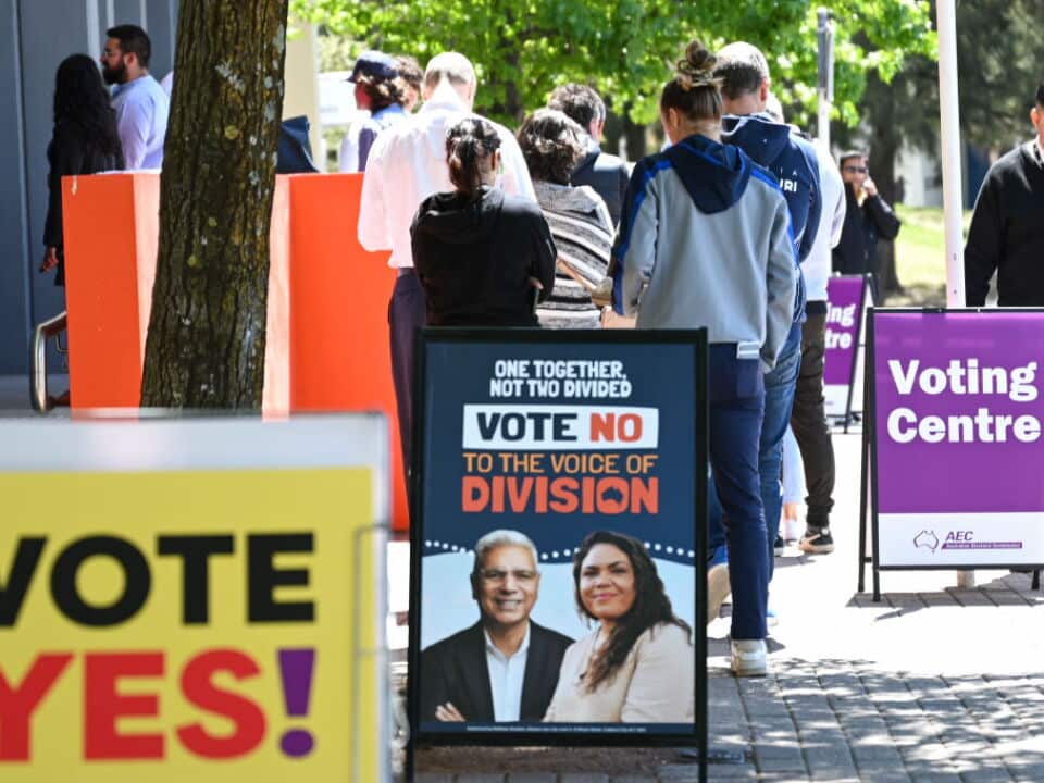 Signs at a polling centre.