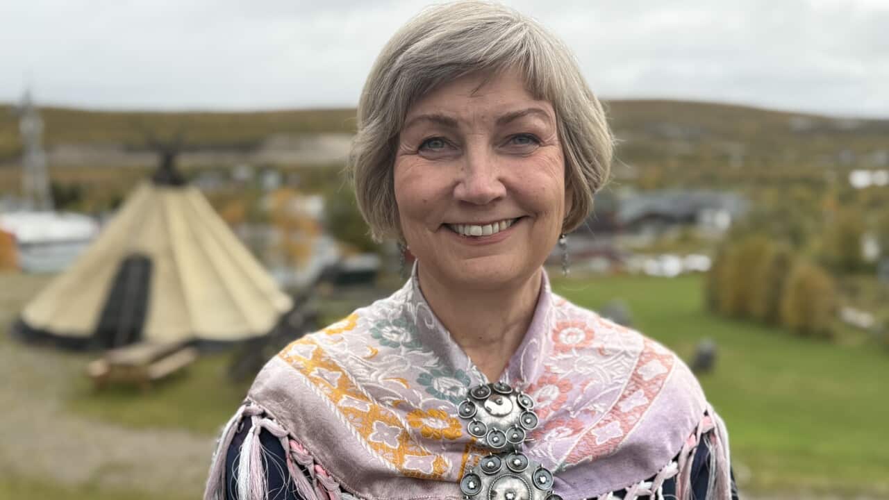 Aili Keskitalo speaking at the World Indigenous Broadcasters Conference in Norway