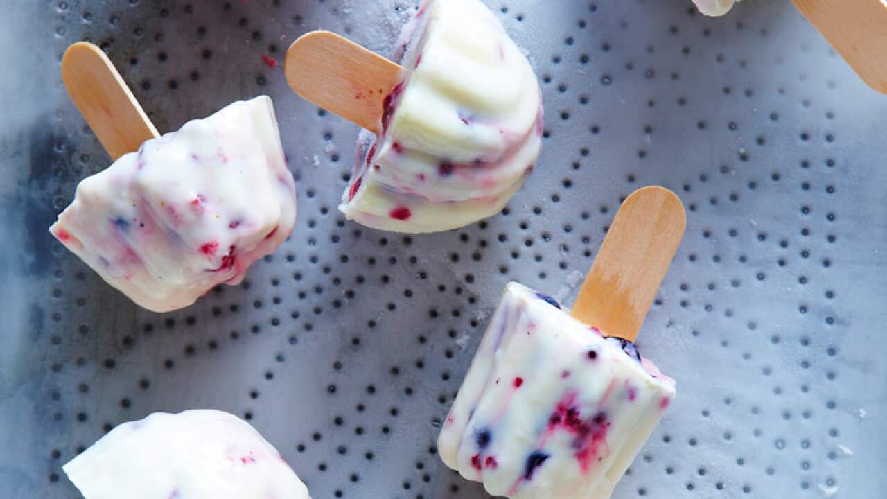 Yoghurt berry icy poles