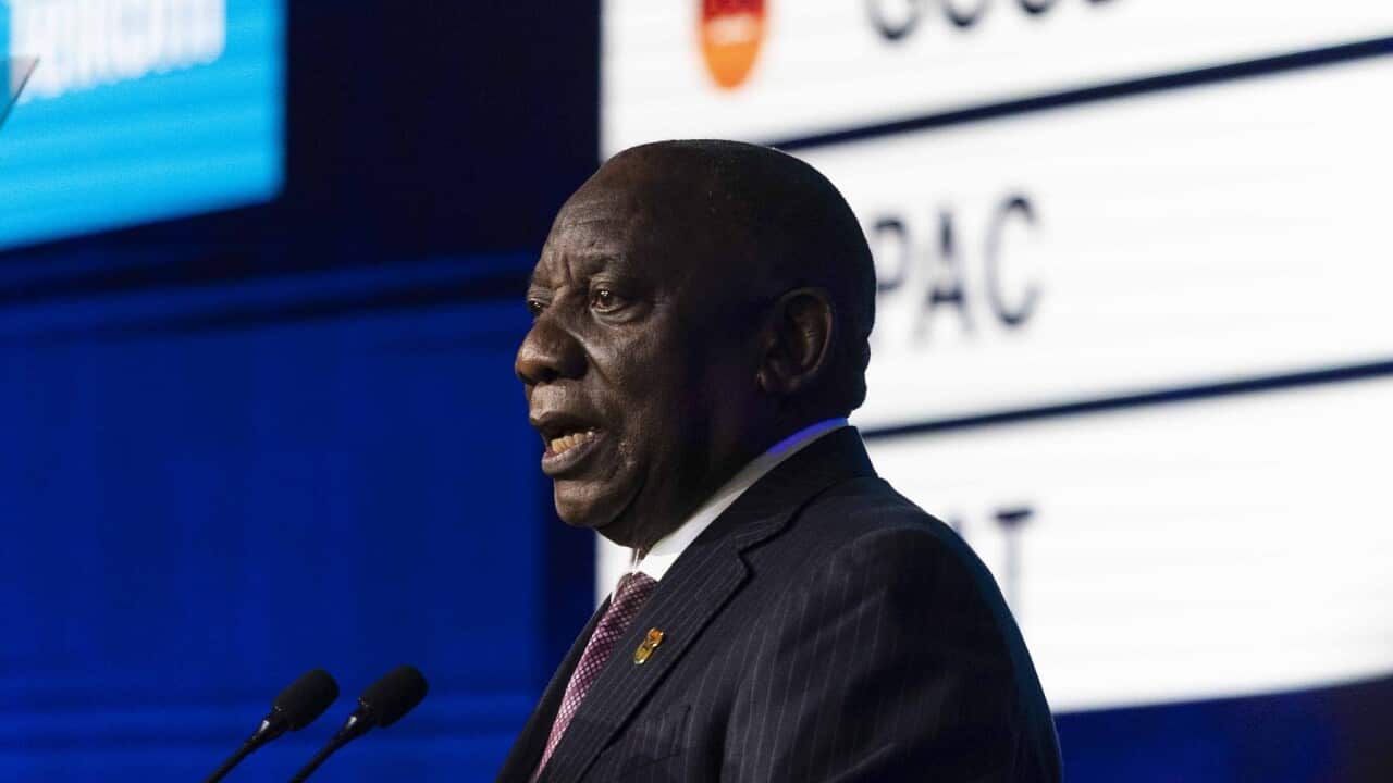 South African and African National Congress President Cyril Ramaphosa addresses the nation after the announcement of the final results for the 2024 South African general election.