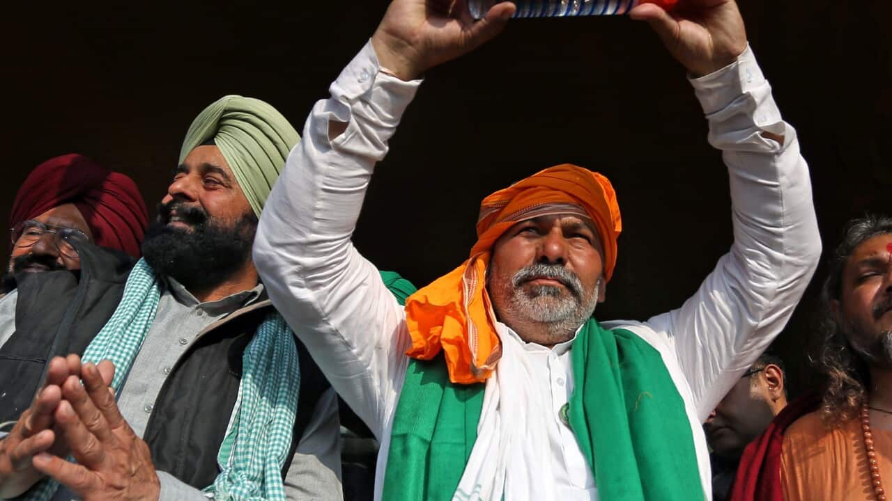 Bharatiya Kisan Union (BKU) leader Rakesh Tikait during an ongoing protest