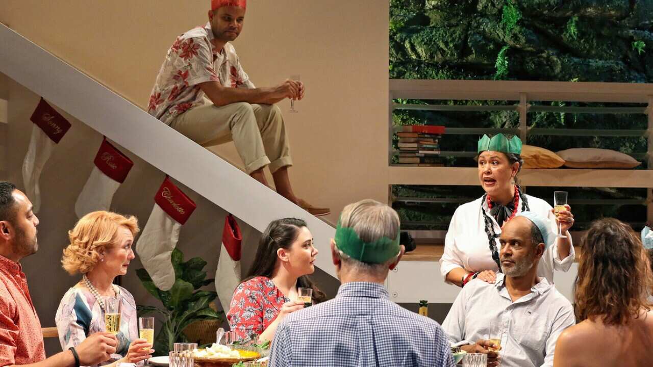 Sparks fly as families come together for the Christmas dinner in Nakkiah Lui’s Black is the New White.