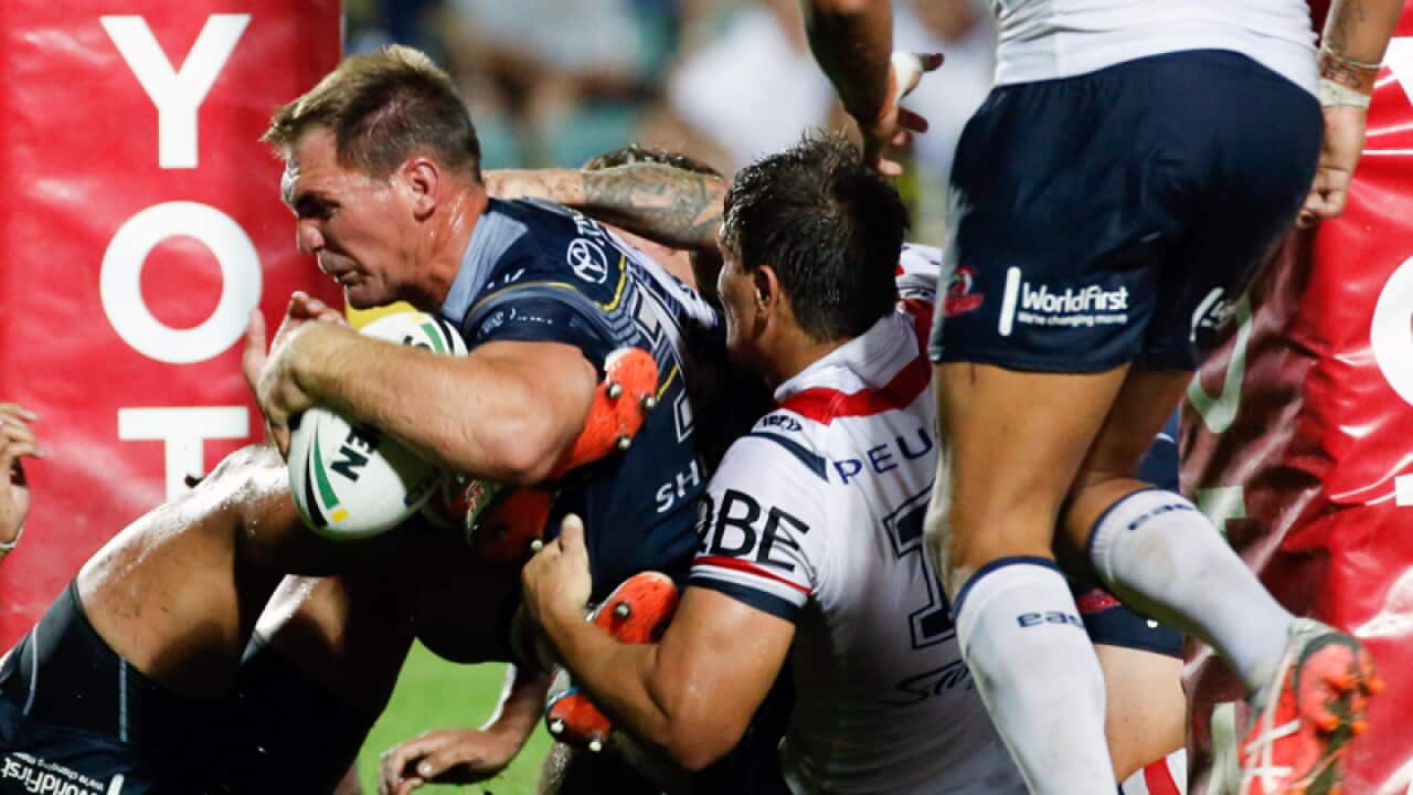 Cowboys' Scott Bolton scores a try