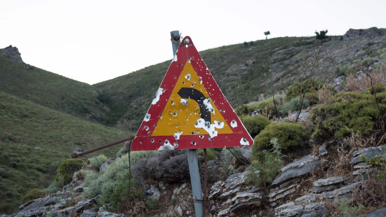Shot Road Signs In Sfakia
