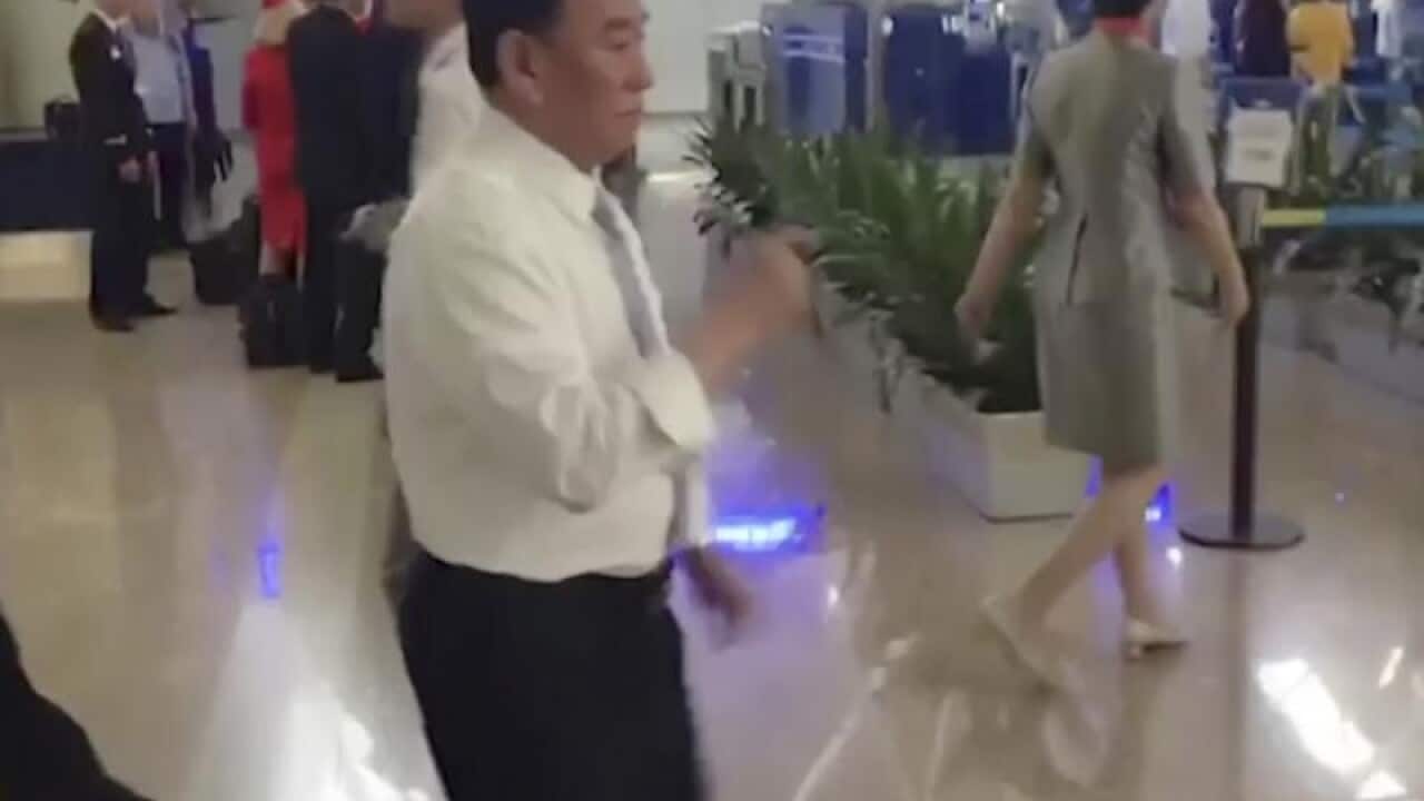 North Korean official Kim Yong Chol at the airport.