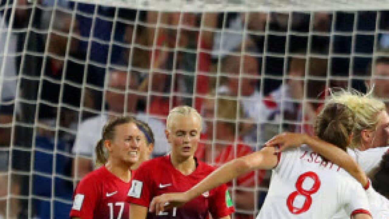 England celebrates a third goal during the match against Norway at the 2019 FIFA Women's World Cup (Getty Images)