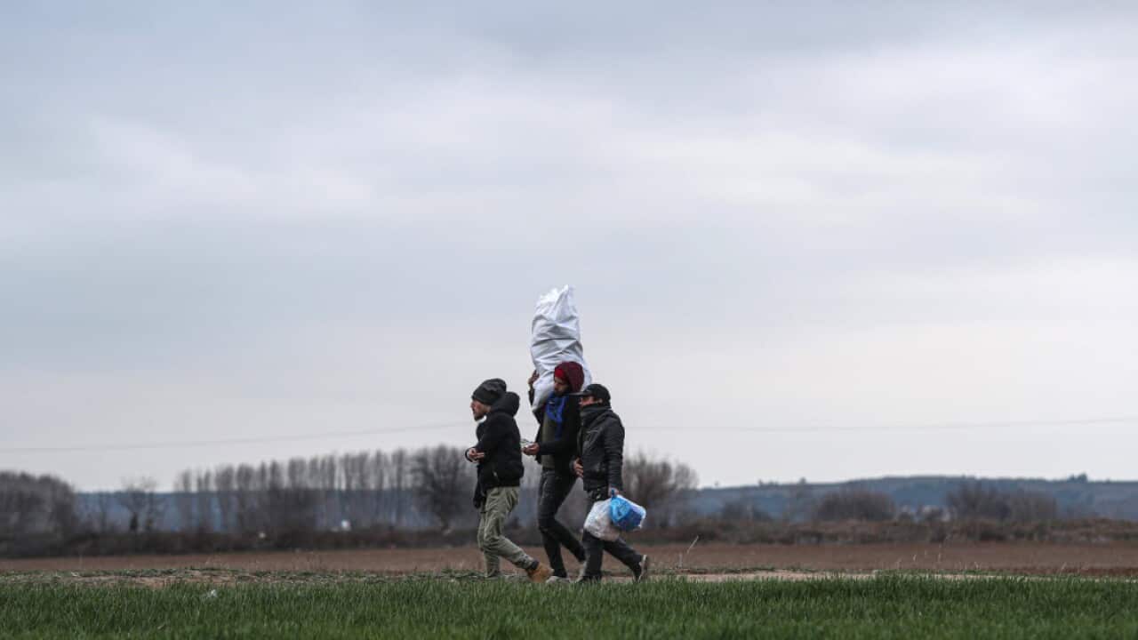 Migranten nähern sich der Griechischen Grenze in der Türkei