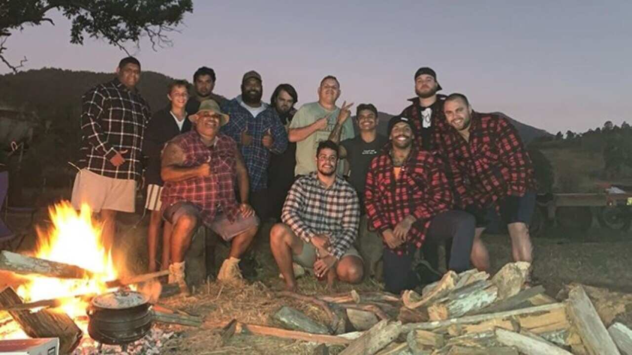 Josh Addo-Carr (third from right) and Latrell Mitchell (fourth from right) appearing to flout the government's coronavirus guidelines.