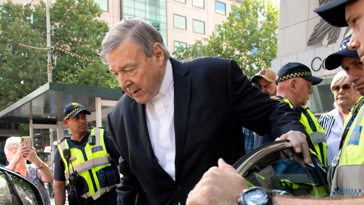 Cardinal George Pell leaves the County Court in Melbourne on 11 December 2018.