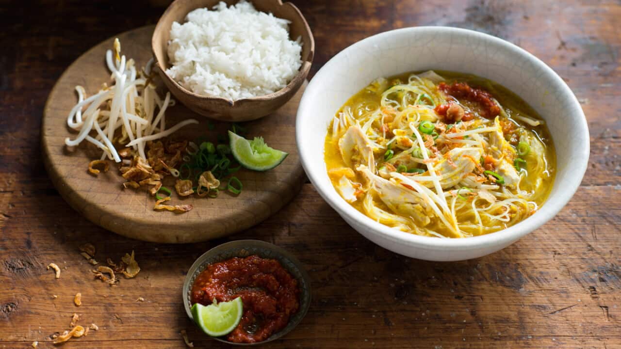 Soto Simple Chicken noodle soup (soto ayam) recipe | SBS Food