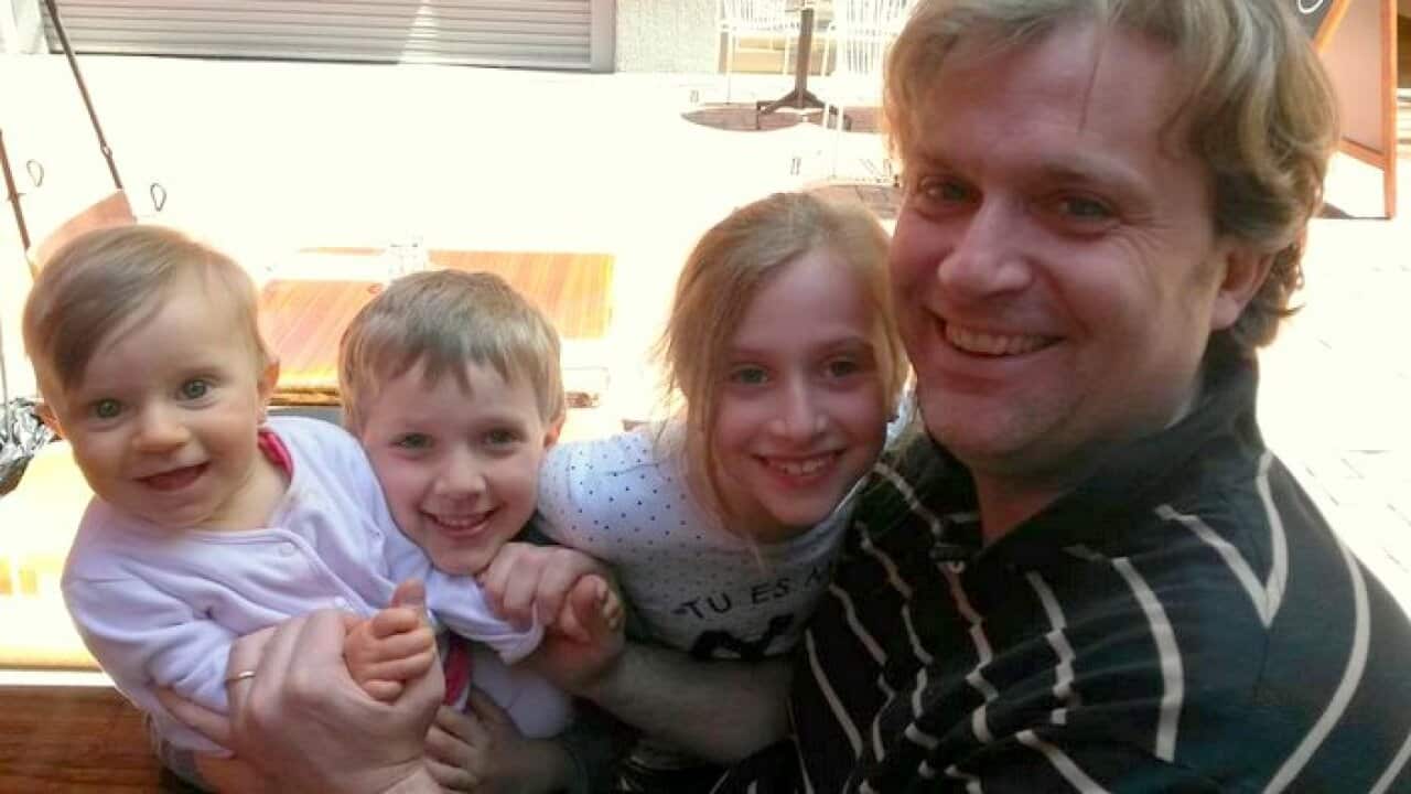 Pierluigi Albicocco con i suoi tre bimbi