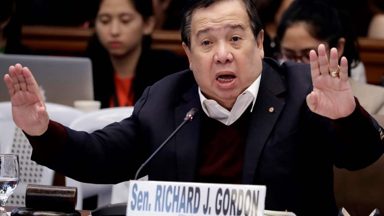 Senator Richard Gordon, Chairman of the Senate Committee on Justice and Human Rights, during the continuing Philippine Senate probe Thursday, Sept. 12, 2019