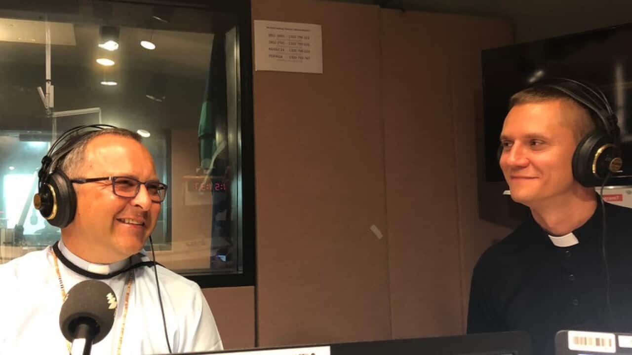 Bishop Dariusz Kaluza, a missionary from Papua New Guinea and father Kamil Zylczynski from the Society of Christ in Australia.