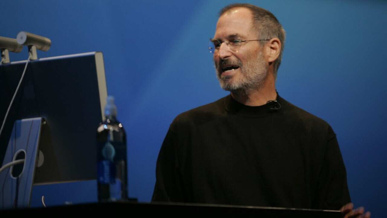 Apple CEO Steve Jobs gives a keynote at Apple Worldwide Developer Conference in San Francisco, Monday, Aug. 7, 2006. Jobs talked about "Leopard," the next major update to the Mac OS. (AP Photo/Paul Sakuma)