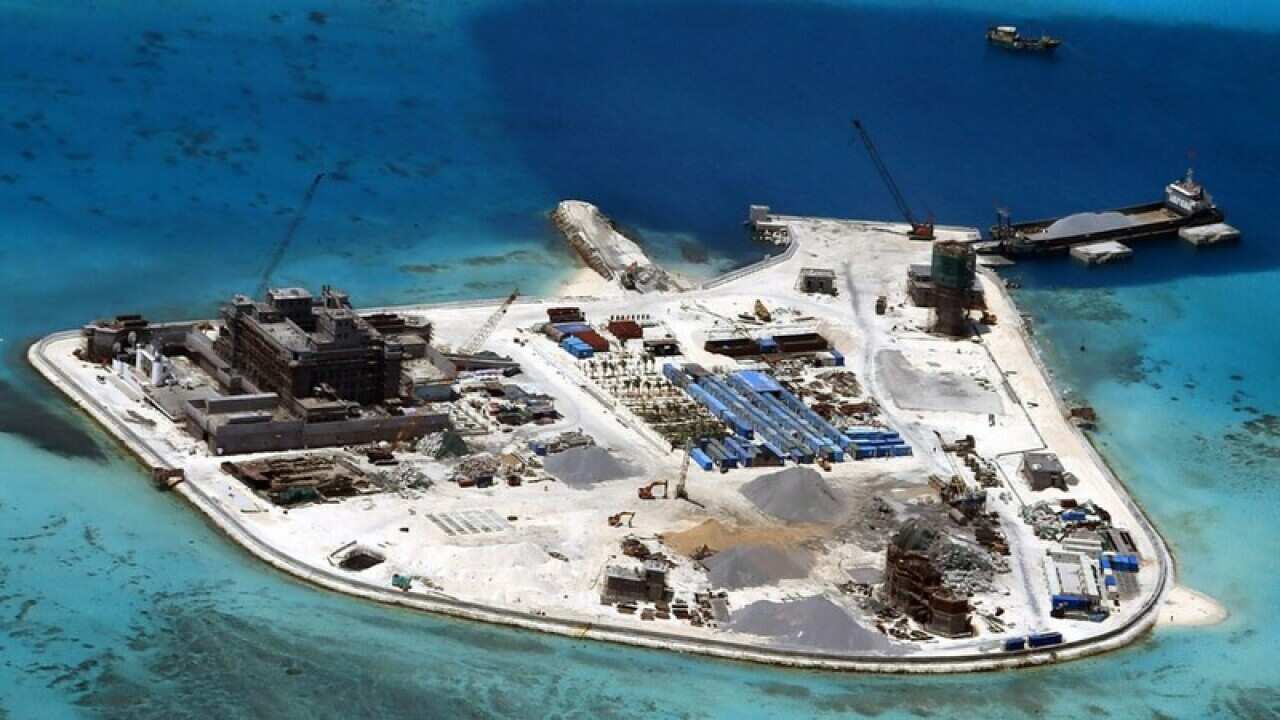 Construction at Mabini (Johnson) Reef by China, in the disputed Spratley Islands