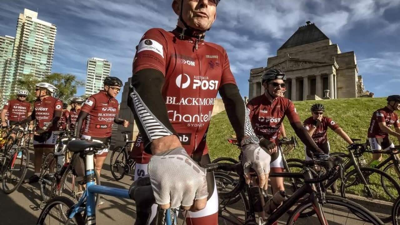 Tony Abbott leads fellow MPs on the Pollie Pedal start on Sunday.